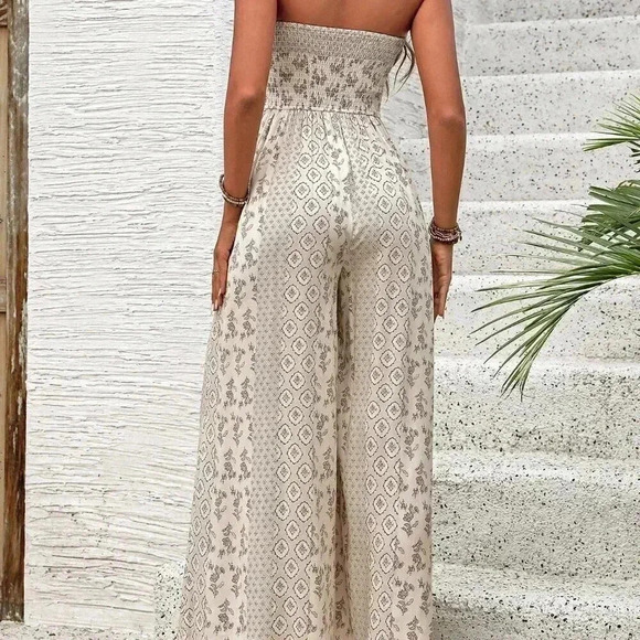 Apricot Boho Women's Printed Strapless Jumpsuit - Picture 2 of 6